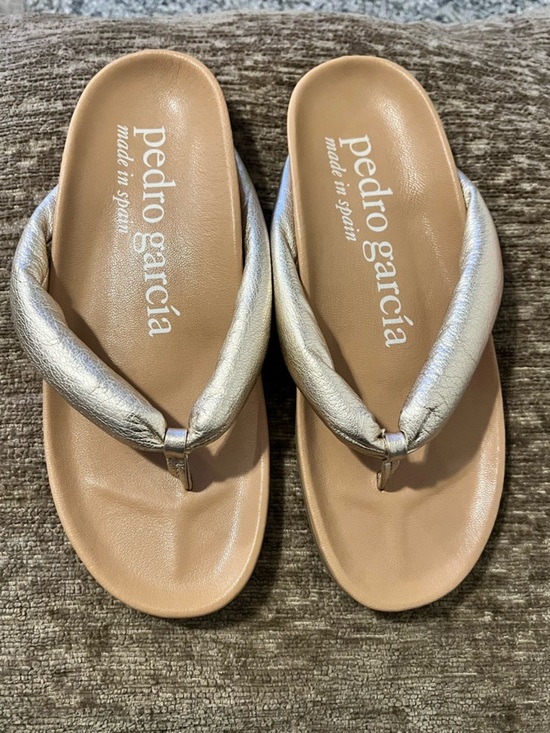 Pedro Garcia Shoes - NWOT Pedro Garcia Metallic Padded Thong Sandals Size 36.5 (6.5 US)